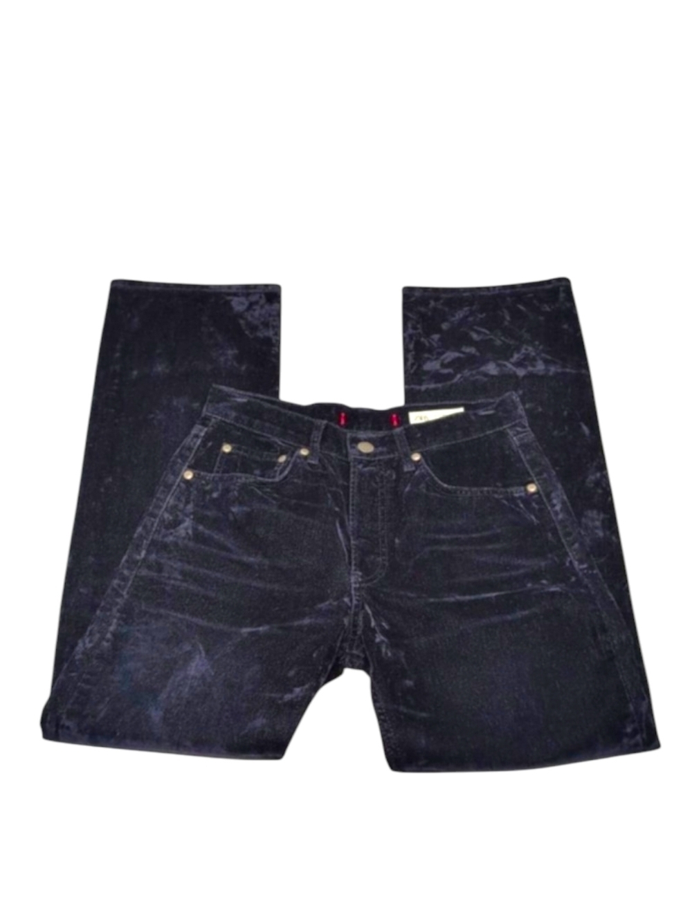 Zara Woman Mid Rise Relaxed Blue Velvet Effect 5 Pocket Style Jeans Western 4